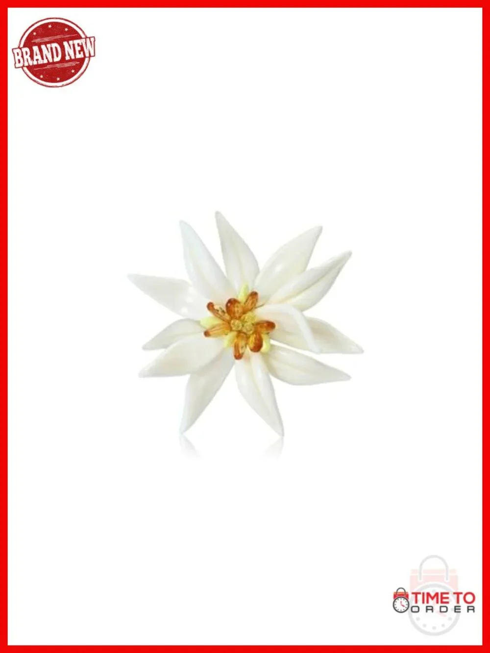 Edelweiss Enamel Floral Brooch Pin for Women Dress Scarf Hat Accessory